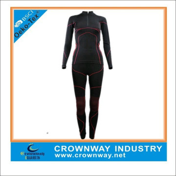 Women Comfortable Sports Thermal Base Layer Suit with Partial Zipper